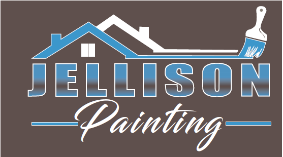 A logo for jellison painting with a house and a brush