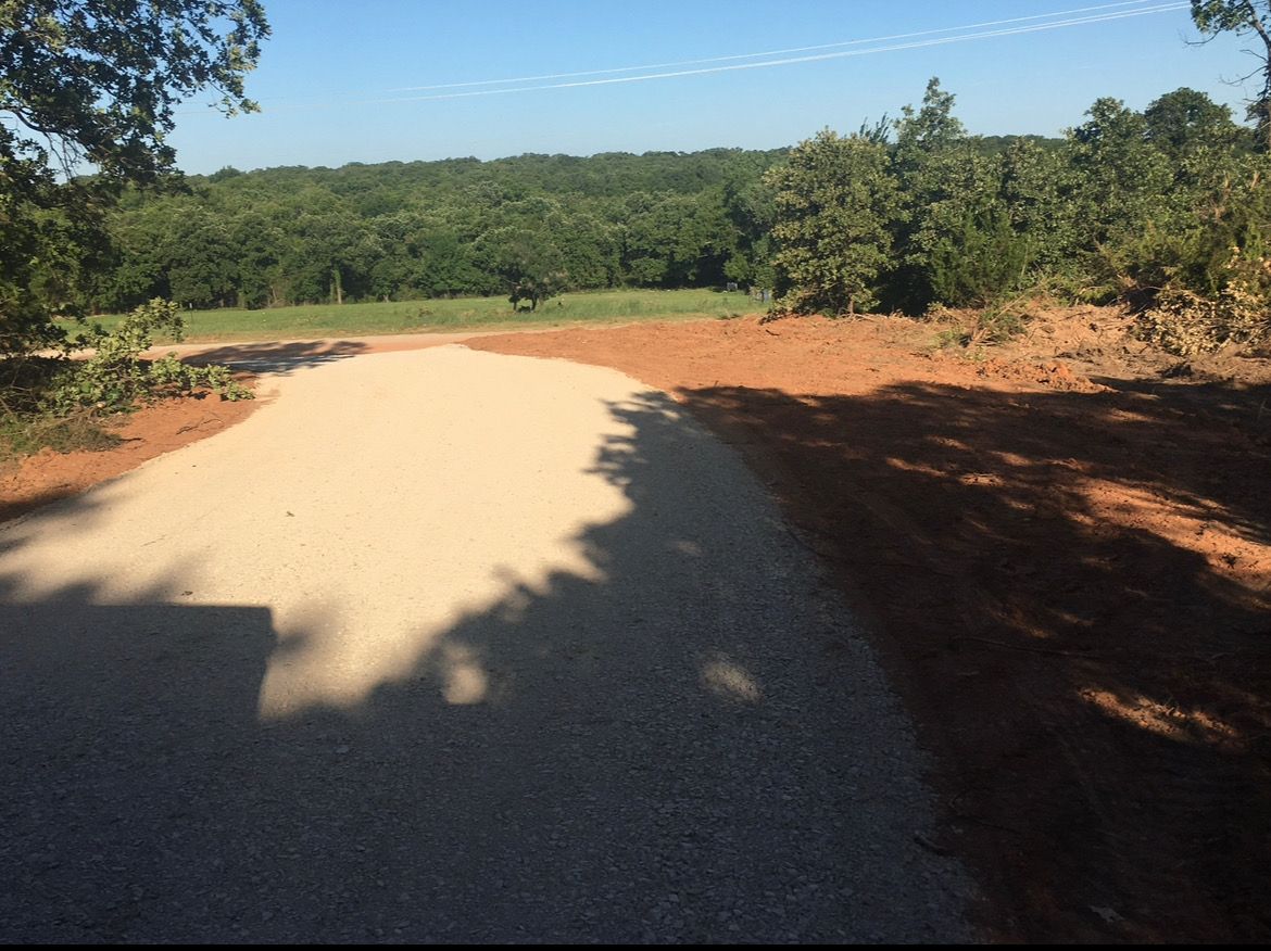 A dirt road with trees on the side of it