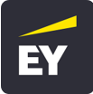 The ey logo with a yellow arrow on a black background.