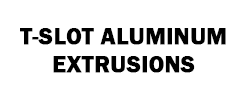 A black and white logo for t-slot aluminum extrusions.