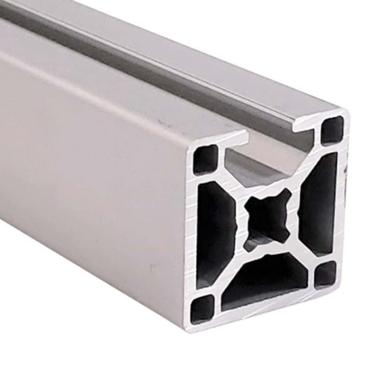 A close up of an aluminum frame on a white background.