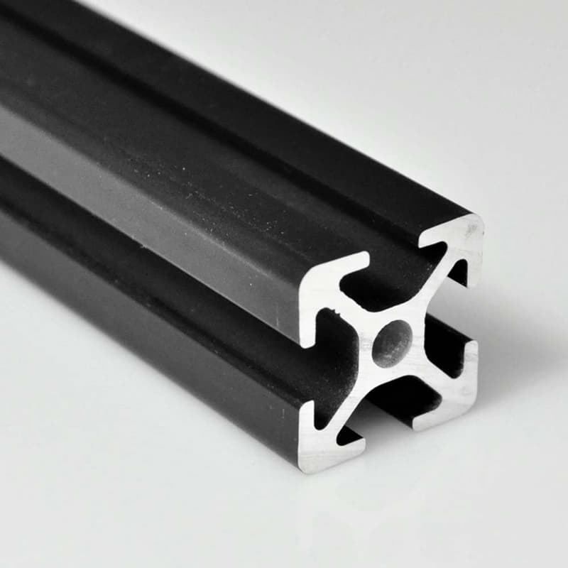 A black aluminum tube with a hole in the middle