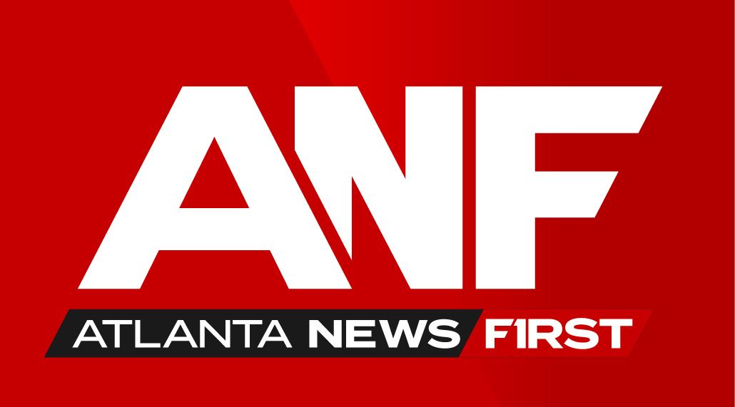 Atlanta News First logo in bold white and black text on a red background