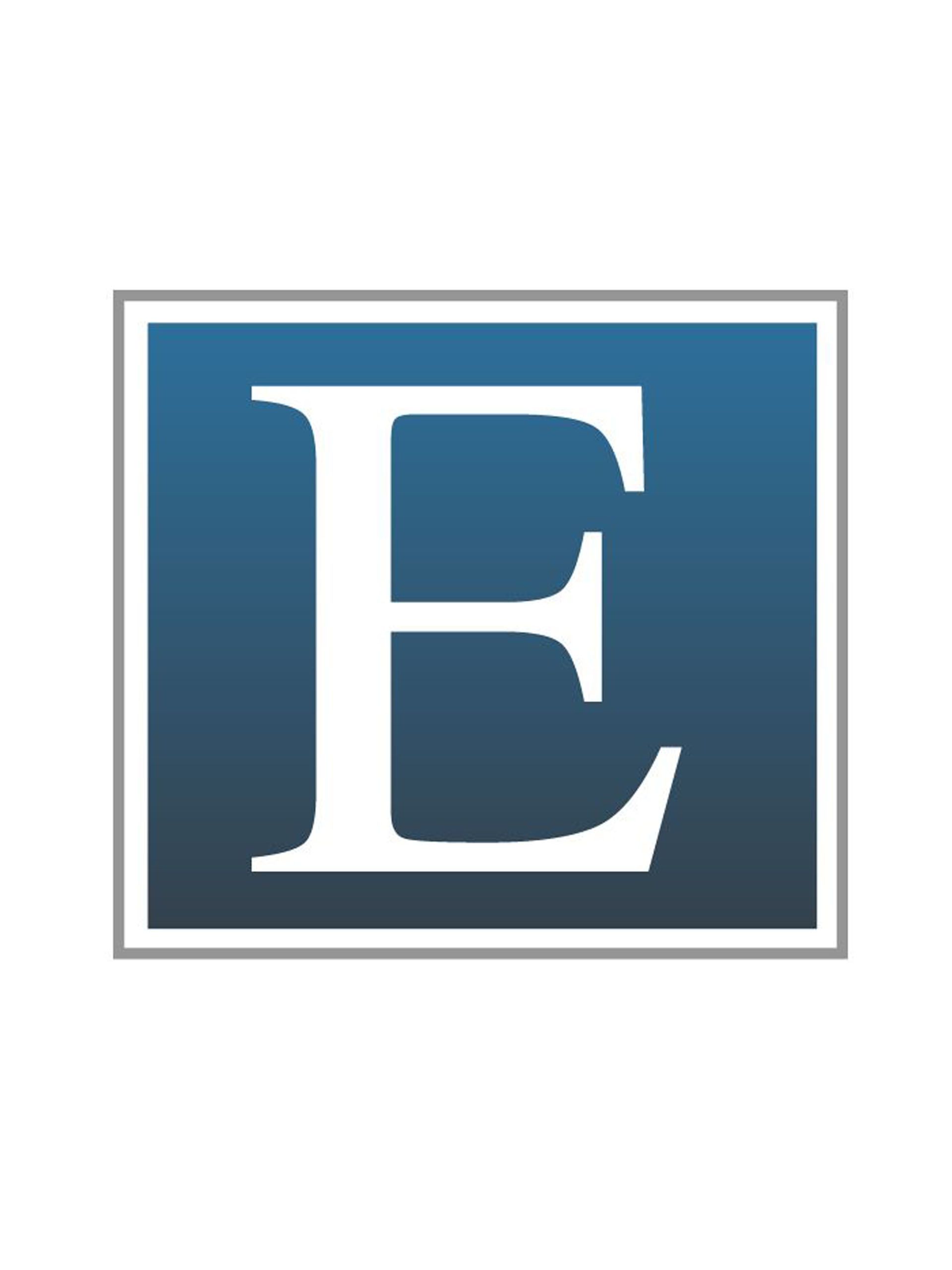 White letter E on a blue square icon with a thin gray border.