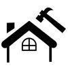 House with a hammer over its roof, implying home repair or construction.