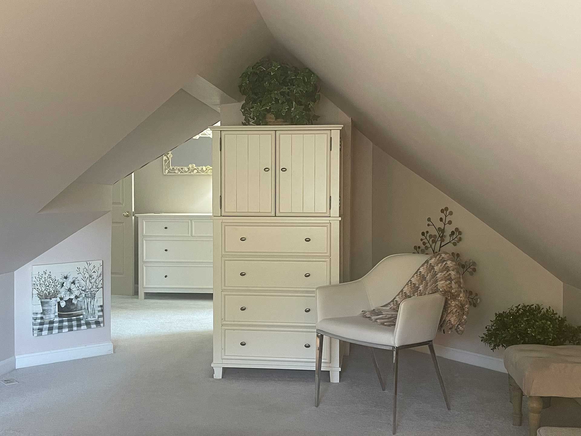 newly painted loft bedroom