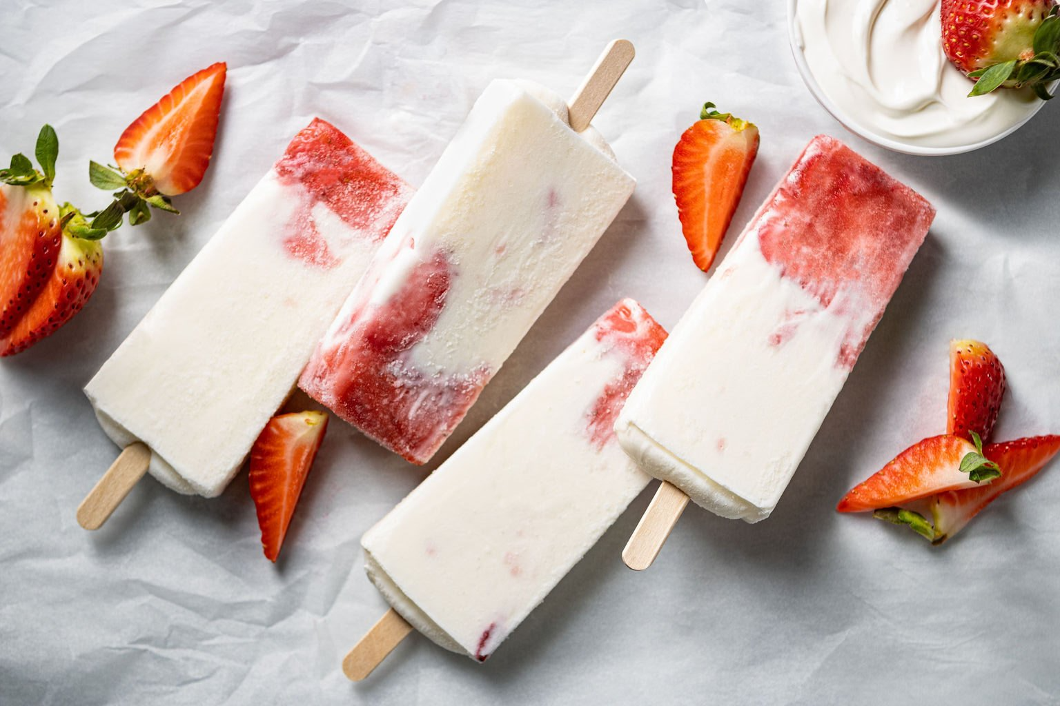 Strawberry-flavored popsicles