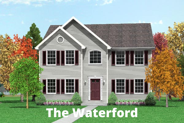 A rendering of a house called The Waterford