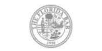 The Florida Bar seal featuring a scene with a person and nature elements, with text 
