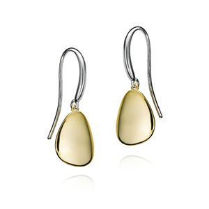 A pair of gold and silver earrings on a white background