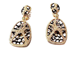 A pair of gold earrings with a starfish design on them