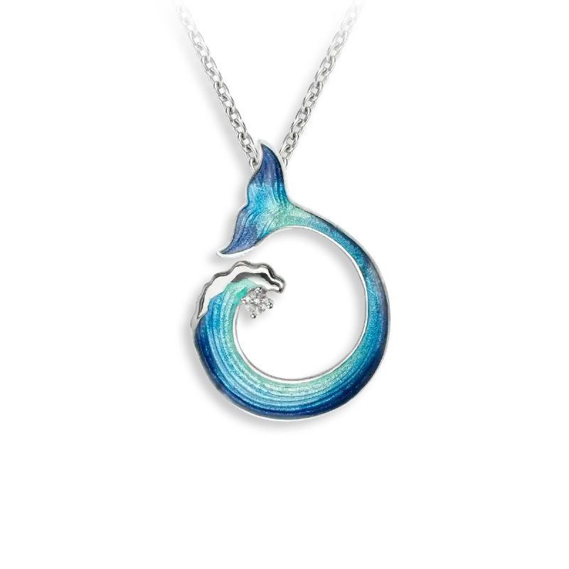 A necklace with a diamond shaped pendant on a chain