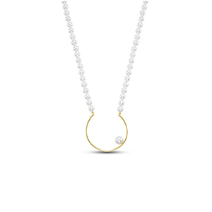 A necklace with a pearl pendant on a chain.