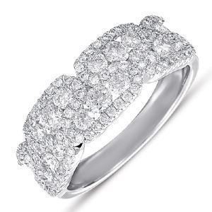 A white gold ring with a lot of diamonds on it