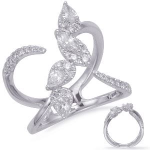 A white gold ring with diamonds on a white background.