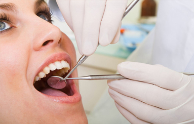 Woman having a dental exam