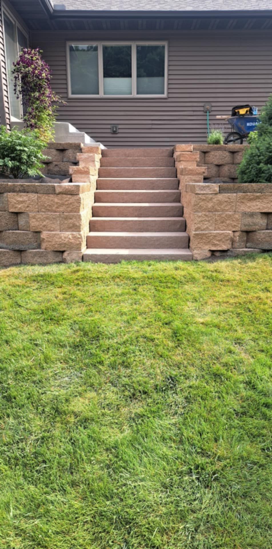Stairs leading up to the front of a house