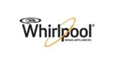 Whirlpool logo with swirling design and gold oval, text