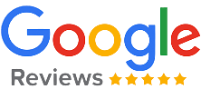 Google Reviews logo with five stars.