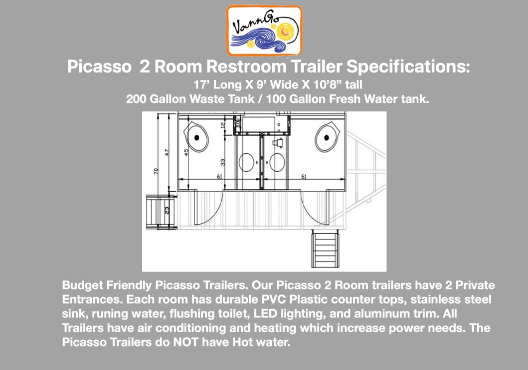 Picasso 2-Room Restroom Trailer Specifications