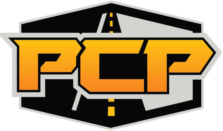 PCP logo in orange and black with a stylized shield design
