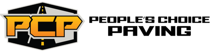 People’s Choice Paving logo with orange PCP letters and black text on a white background