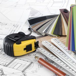 Construction tools and wood samples