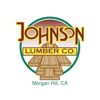 Logo for Johnson Lumber Co. in Morgan Hill, CA, featuring a graphic of stacked lumber inside a green-bordered circle.