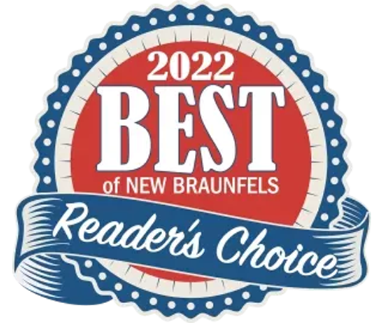 A badge that says 2022 best of new braunfels reader 's choice