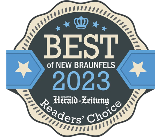 A badge that says best of new braunfels 2023
