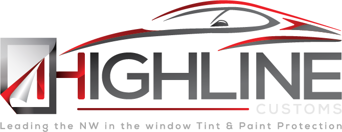 A logo for highline customs , leading the nw in the window tint & paint protection.