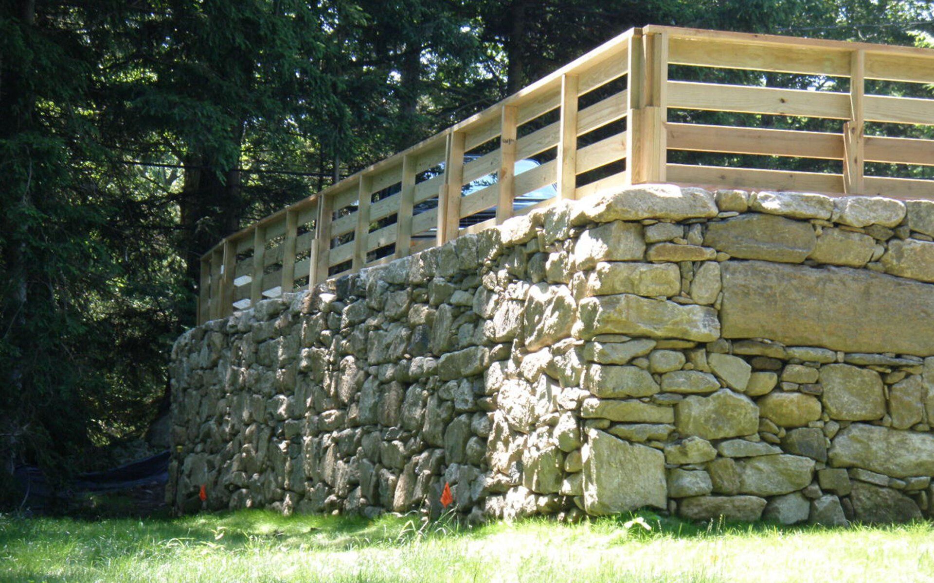 Exterior stone wall and fence