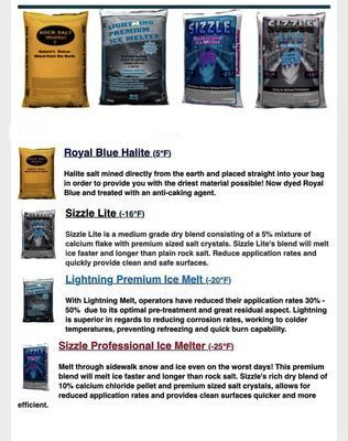 A page with a bunch of bags of ice melt on it