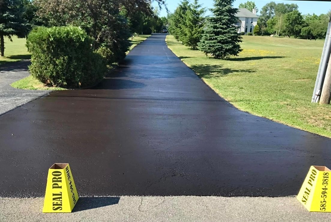 a black driveway with a yellow cone that says semi pro on it