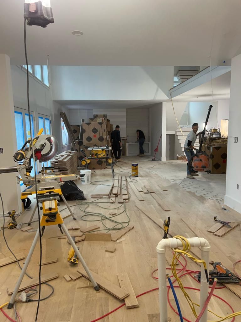 a large room with a lot of tools on the floor