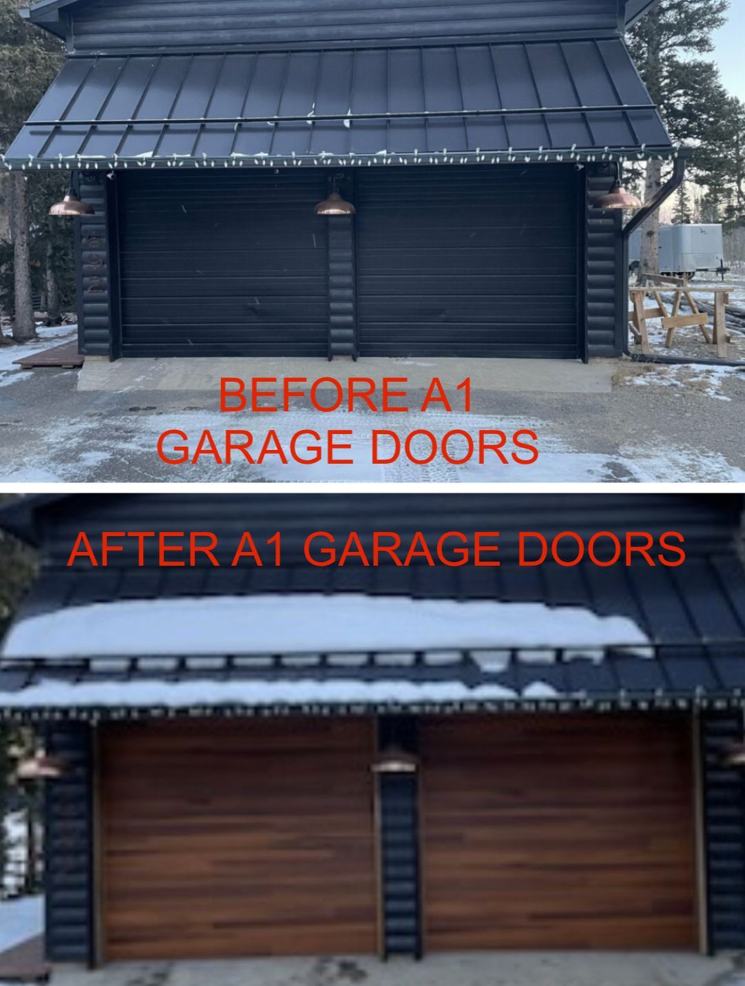 Before and after garage doors