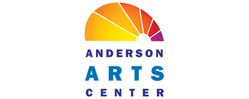 the logo for the anderson arts center is a rainbow colored sun .