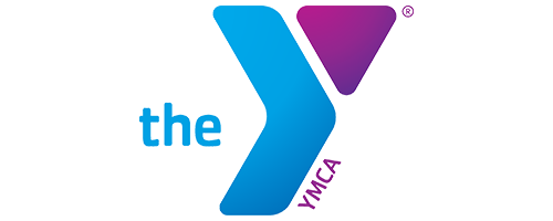 a blue and purple logo for the ymca