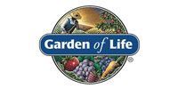 Garden of Life logo: Blue bar with text