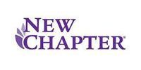 Logo for New Chapter, purple text and a petal design on white background.