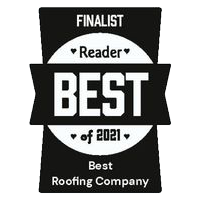 A finalist reader best of 2021 best roofing company logo.