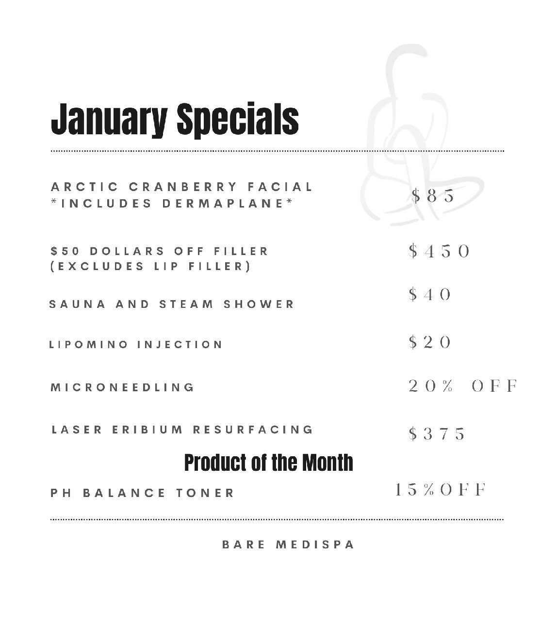 Bare Medispa January Specials