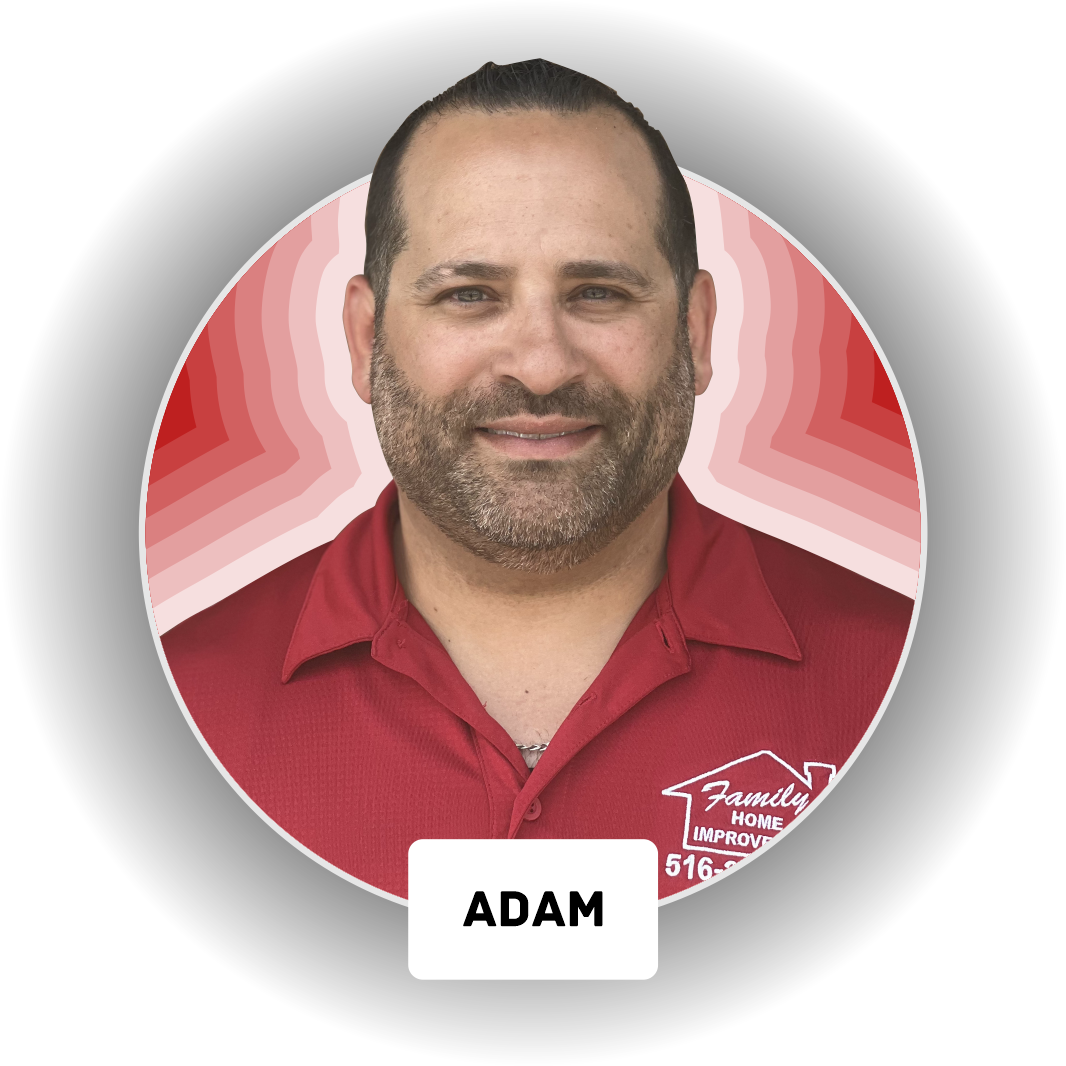 A man in a red shirt with the name adam on it