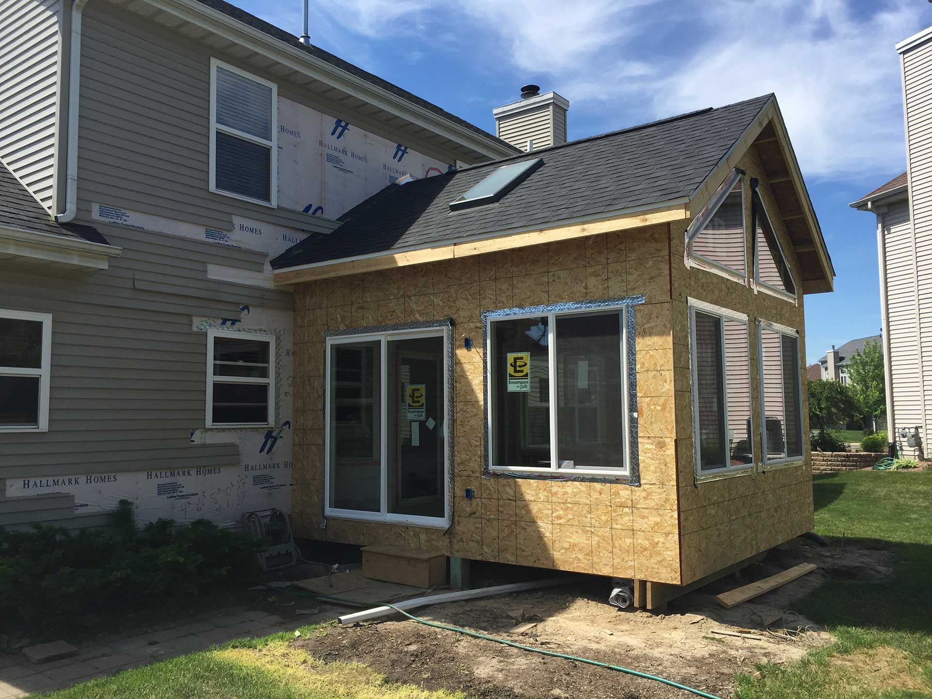 New addition room with OSB walls