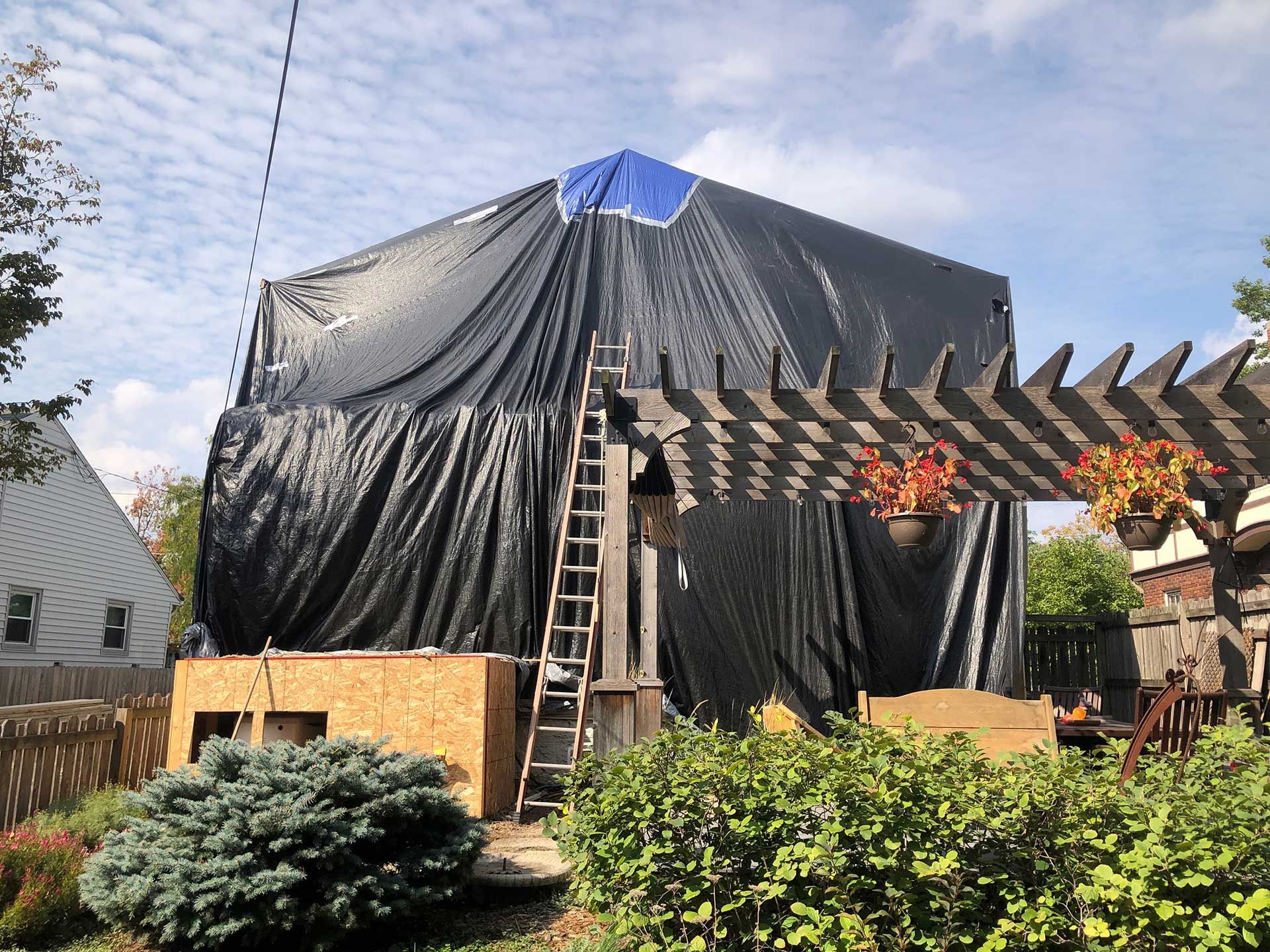 Plastic covering entire hoouse