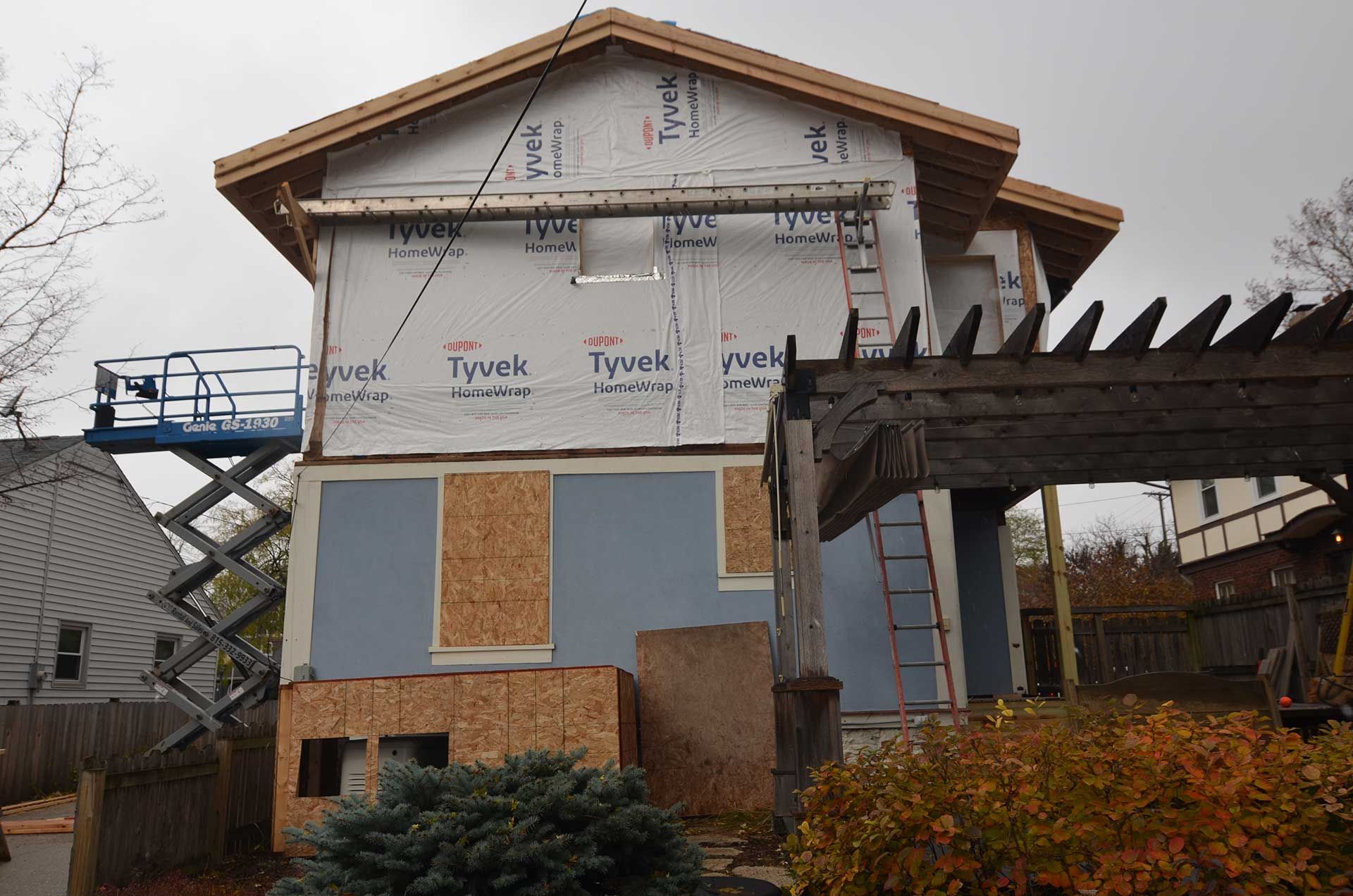 House with newly installed walls