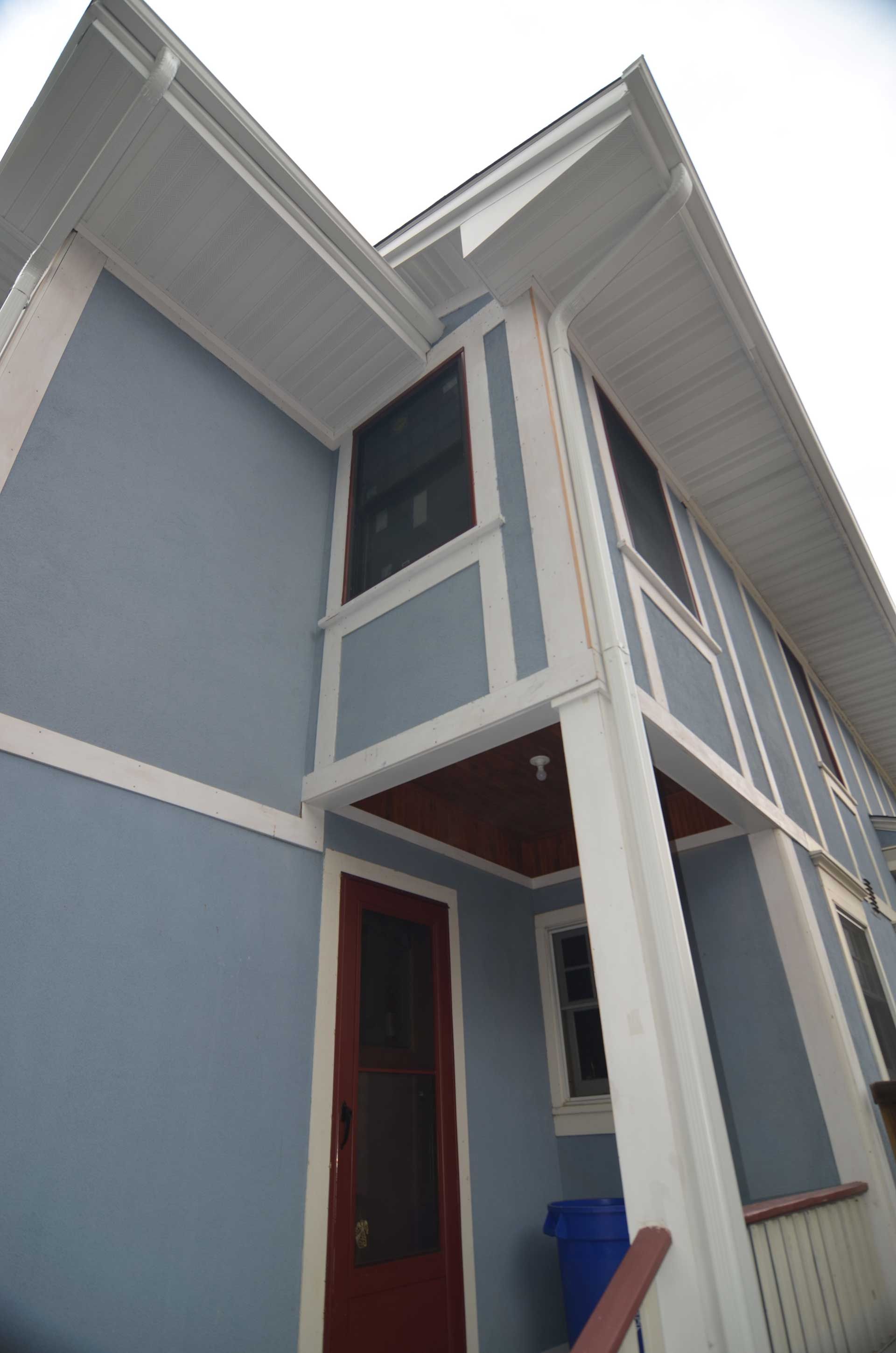 House with blue paint