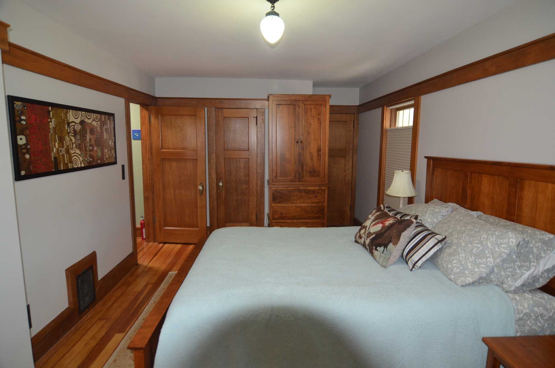 Bedroom with cabinets