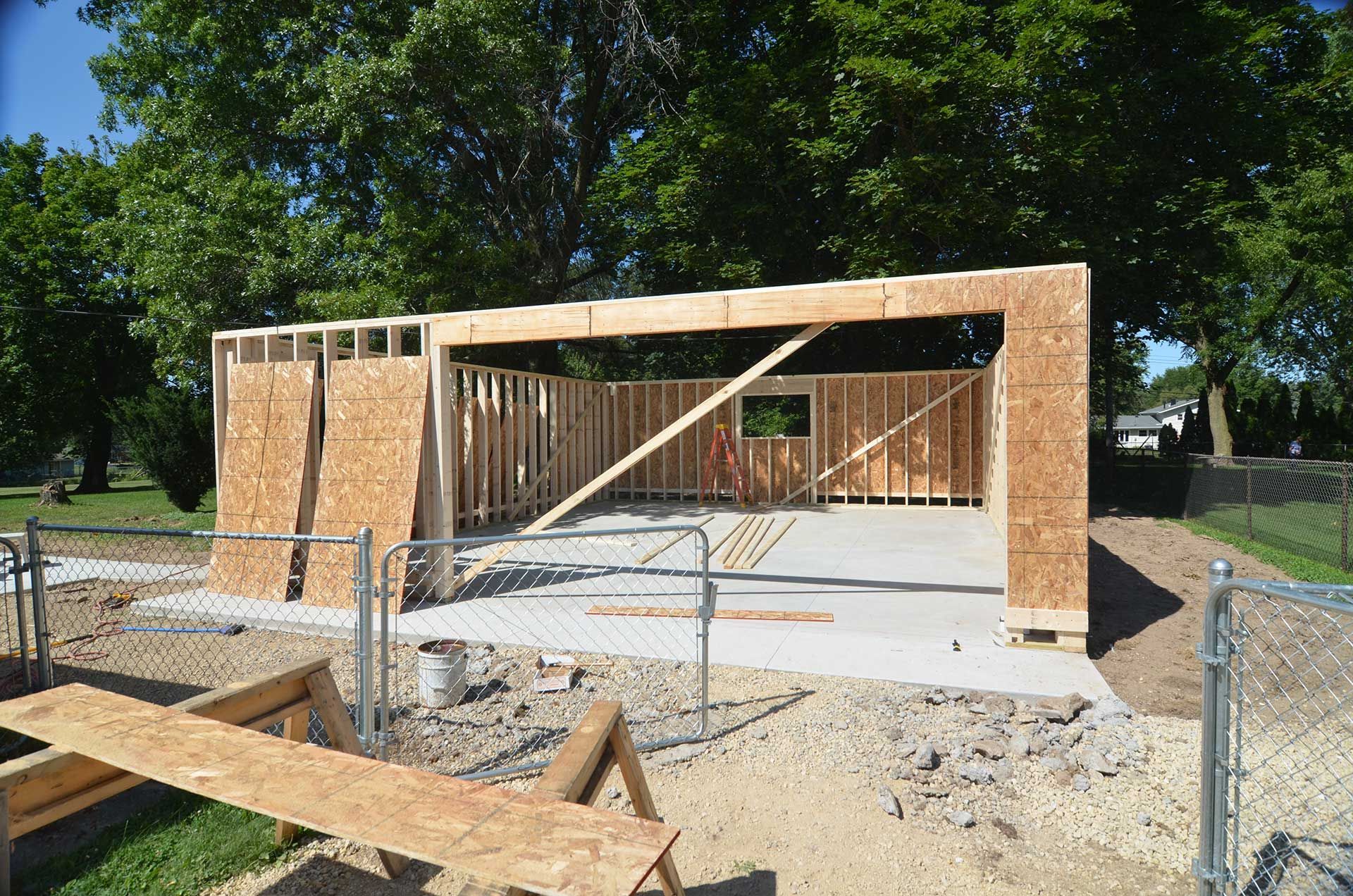 Garage with OSB walls