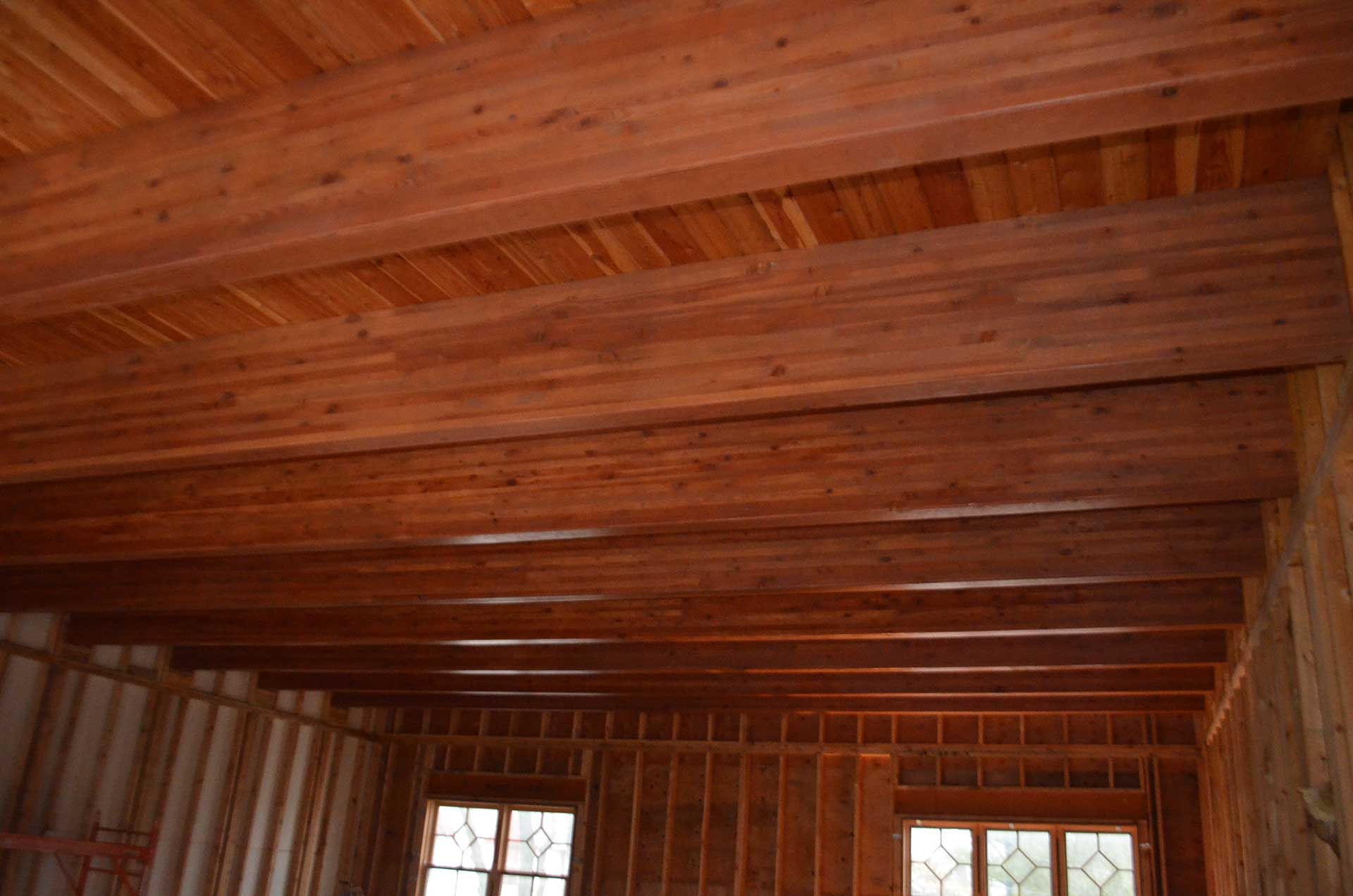 Completed wood ceiling